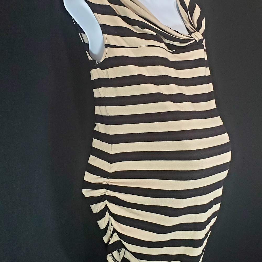 Motherhood Maternity Tan & Black Striped Sleeveless Tank Top Blouse Size S